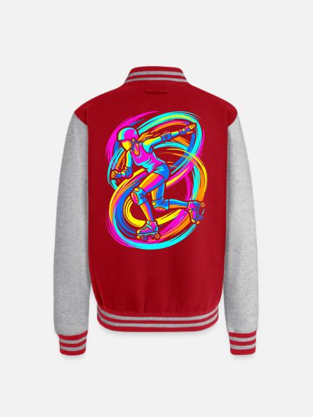 Roller Skater - Unisex College Sweat Jacket - red/heather grey
