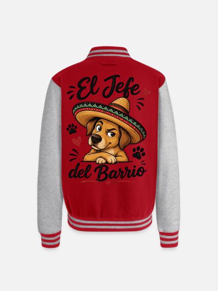 El Jefe del Barrio Dog - Unisex College Sweat Jacket - red/heather grey