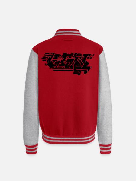 Graffiti Piece - Black - Unisex College Sweat Jacket - red/heather grey