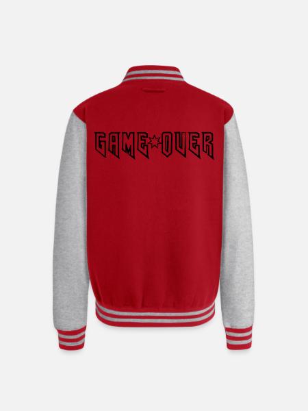 GAME_OVER - Unisex College Sweat Jacket - red/heather grey