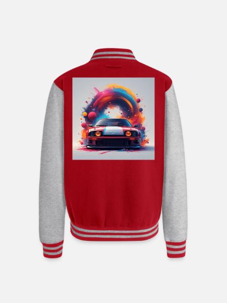 Neon Splash Drifter Car Art - Unisex College Sweat Jacket - red/heather grey