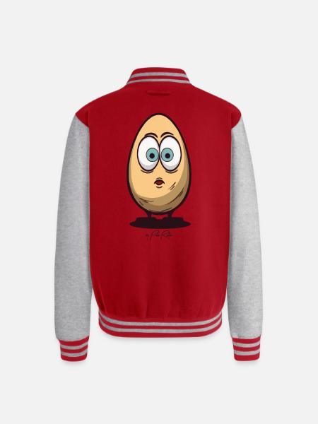 Surprised Egg - Unisex College Sweat Jacket - red/heather grey
