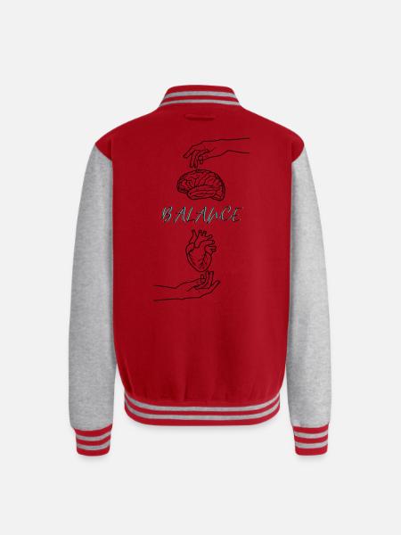 The Balance = Brain & Heart - Unisex College Sweat Jacket - red/heather grey