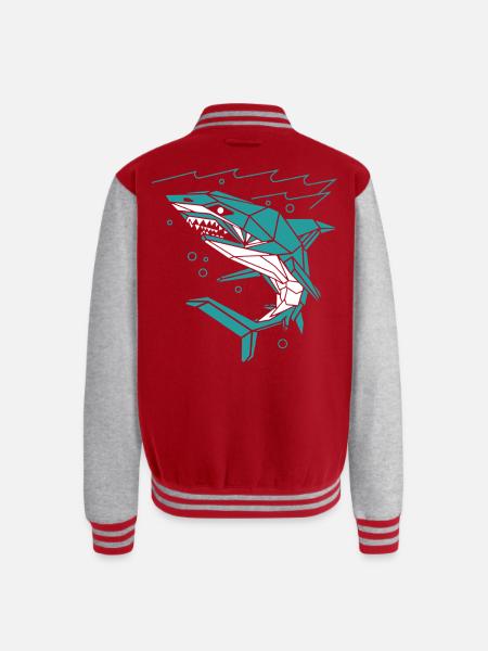 Polygon Shark - Unisex College Sweat Jacket - red/heather grey