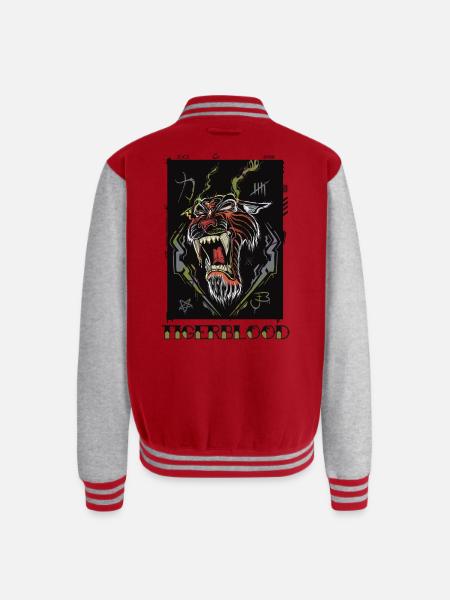 Tigerblood Neon Roar - Unisex College Sweat Jacket - red/heather grey