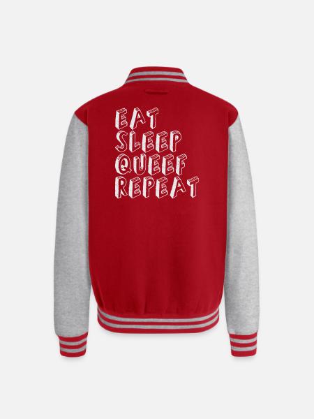 Eat Sleep Queef Repeat - Unisex College Sweat Jacket - red/heather grey
