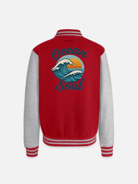 Ocean Soul Waves Sunset - Unisex College Sweat Jacket - red/heather grey