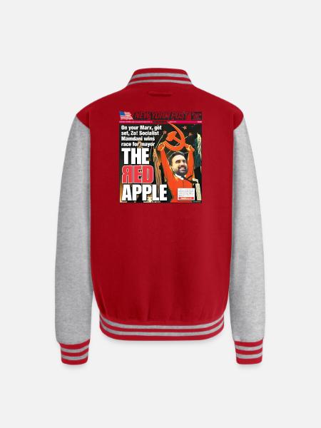 The Red Apple New York Post Zohran Mamdani  - Unisex College Sweat Jacket - red/heather grey