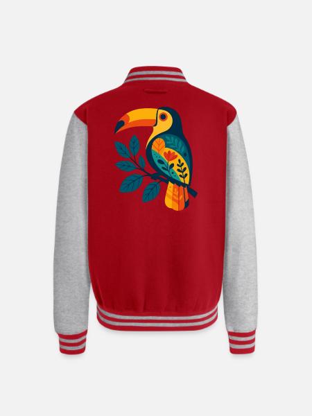 Bold Tropical Toucan Art - Unisex College Sweat Jacket - red/heather grey