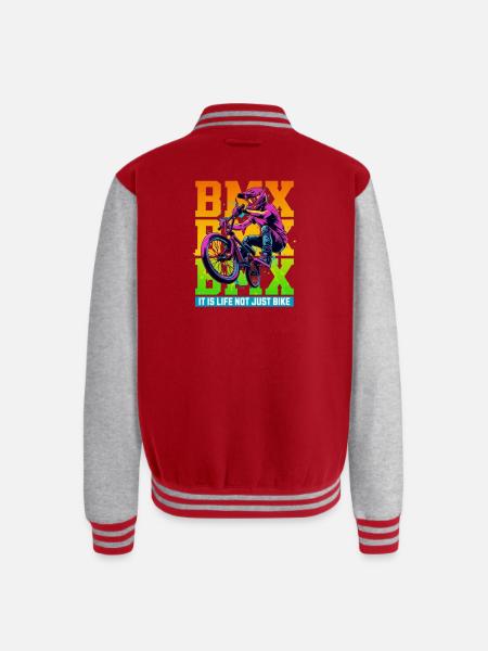 Neon BMX Rider Splash - Unisex College Sweat Jacket - red/heather grey