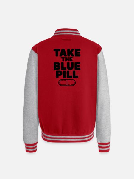 Take the Blue Pill - Unisex College Sweat Jacket - red/heather grey
