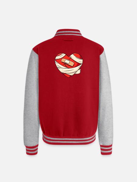 Healing Heart - Unisex College Sweat Jacket - red/heather grey