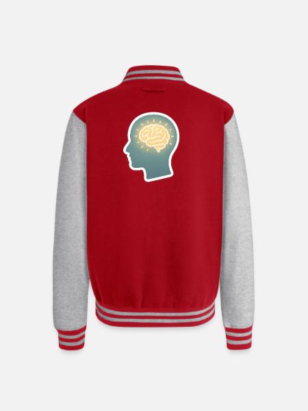 Neon Brain Glow Silhouette - Unisex College Sweat Jacket - red/heather grey