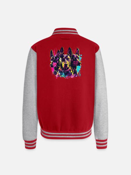 Neon Doberman Trio Splash - Unisex College Sweat Jacket - red/heather grey