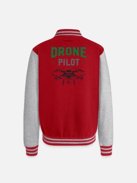 Drone Pilot - Unisex College Sweat Jacket - red/heather grey