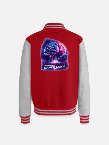Neon Neural Gamer Mode - Unisex College Sweat Jacket - red/heather grey