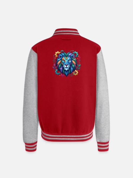 Vivid Circuit Lion Tech Art - Unisex College Sweat Jacket - red/heather grey