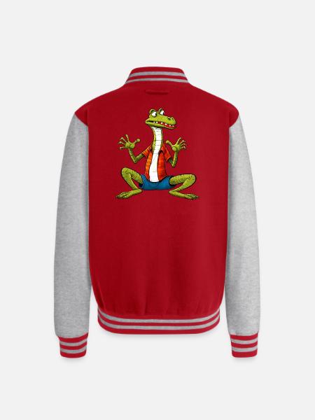 Yogi Lizard - Unisex College Sweat Jacket - red/heather grey
