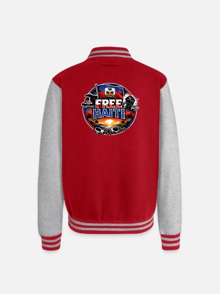 Free Haiti - Unisex College Sweat Jacket - red/heather grey