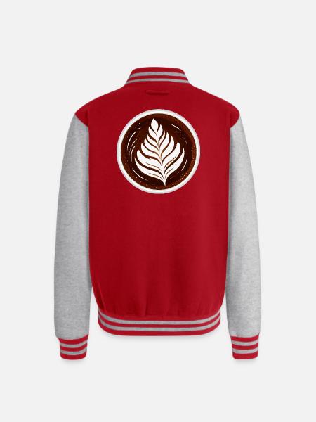 Latte Art Leaf Cappuccino Design - Unisex College Sweat Jacket - red/heather grey