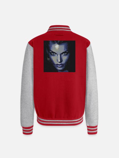 Midnight Halftone Femme Fatale - Unisex College Sweat Jacket - red/heather grey