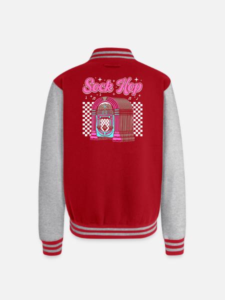 950s Party Sock Hop - Unisex College Sweat Jacket - red/heather grey