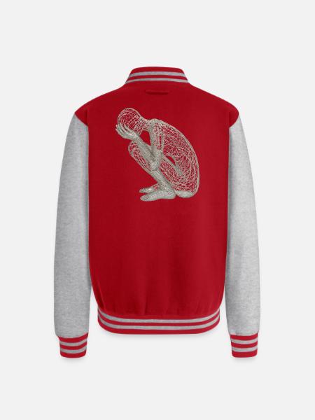 Wireframe Kneeling Figure - Unisex College Sweat Jacket - red/heather grey