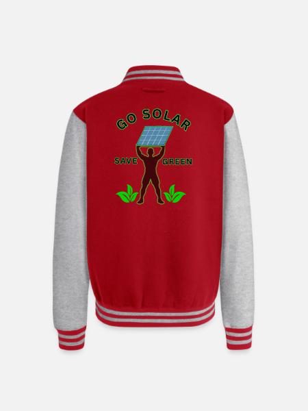 Go_solar-_save_green_-height - Unisex College Sweat Jacket - red/heather grey