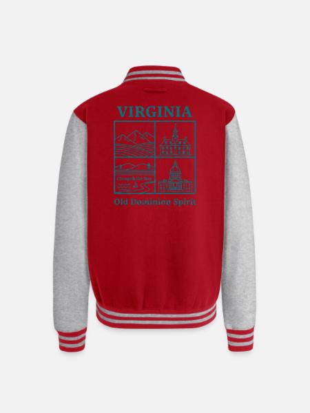 Virginia Vista: Mountains, Bay and Capitol - Unisex College Sweat Jacket - red/heather grey