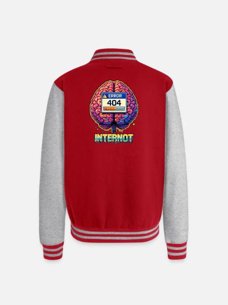 Retro Brain 404 Internet - Unisex College Sweat Jacket - red/heather grey