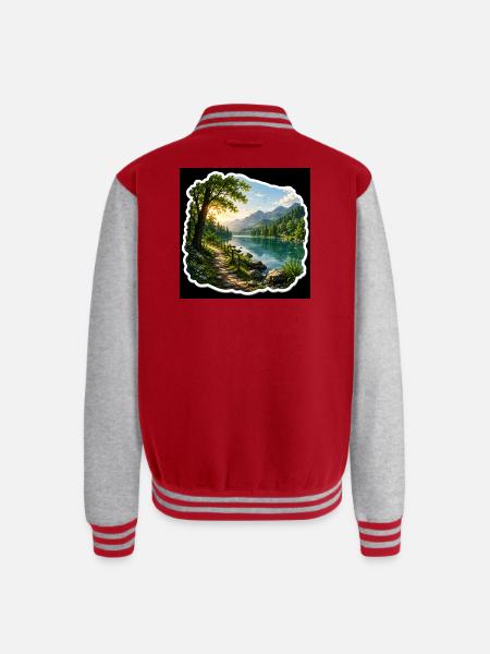 Lakeside Trail in Alpine Sun - Unisex College Sweat Jacket - red/heather grey