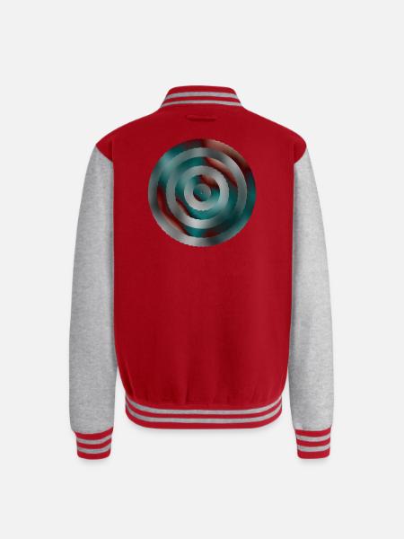 Spiral Teal Red Gradient Rings - Unisex College Sweat Jacket - red/heather grey