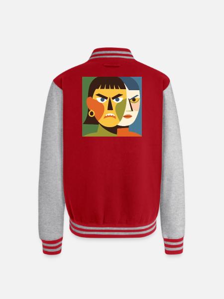 Cubist Dual Faces - Unisex College Sweat Jacket - red/heather grey