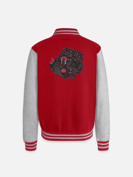 Circuitboard Noir - Unisex College Sweat Jacket - red/heather grey