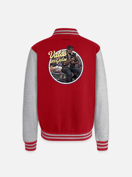 Vatos with Gatos - Unisex College Sweat Jacket - red/heather grey