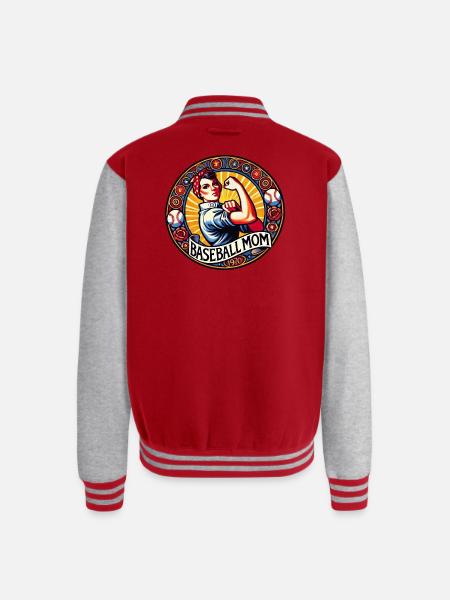 Baseball Mom 1970s Emblem - Unisex College Sweat Jacket - red/heather grey