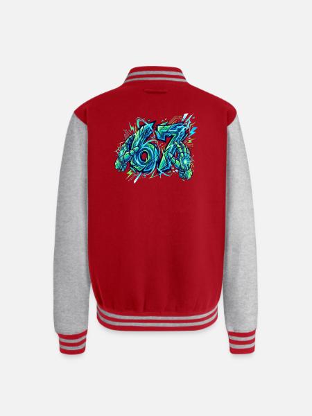 Neon Circuit Vortex Hands - Unisex College Sweat Jacket - red/heather grey