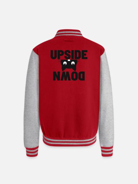 Upside Down cat Face Graphic - Unisex College Sweat Jacket - red/heather grey