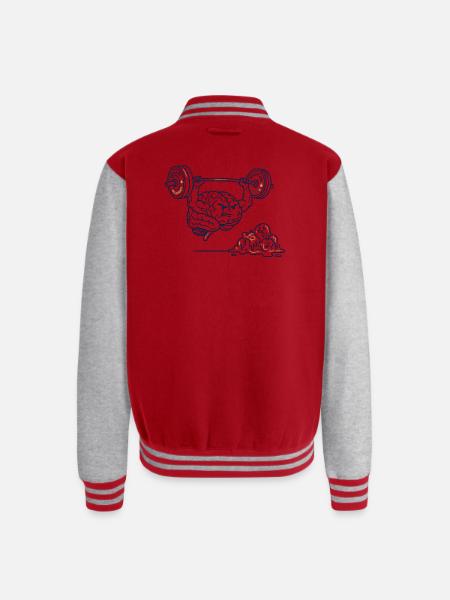 Brain Gains Lifting Weights - Unisex College Sweat Jacket - red/heather grey