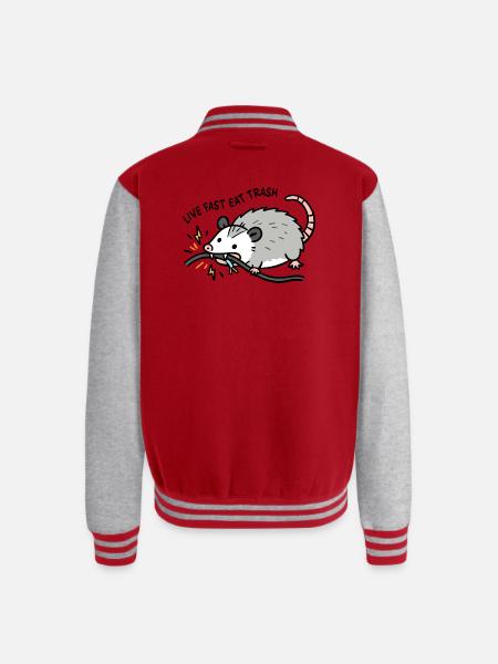 Eat Trash Funny Opossum - Unisex College Sweat Jacket - red/heather grey