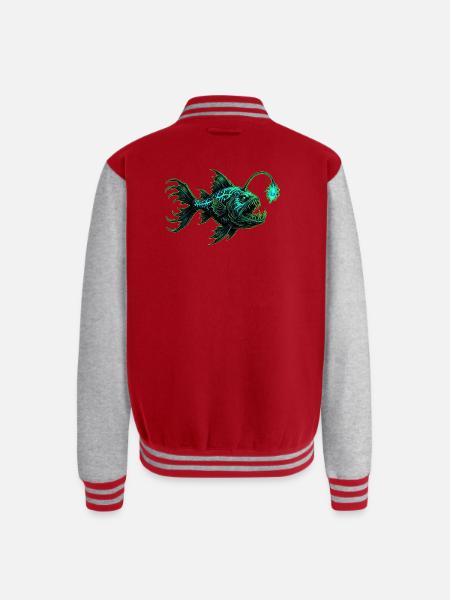 Ocean Depths Art - Unisex College Sweat Jacket - red/heather grey
