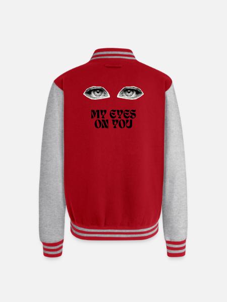 Halftone Twin Eyes - Unisex College Sweat Jacket - red/heather grey