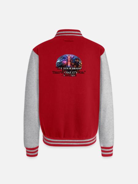 Neon Circuit Brain - Unisex College Sweat Jacket - red/heather grey