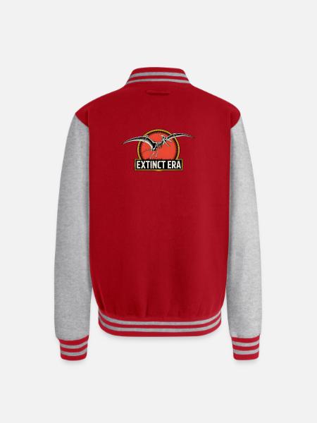 Prehistoric Pterosaur Extinction Logo - Unisex College Sweat Jacket - red/heather grey