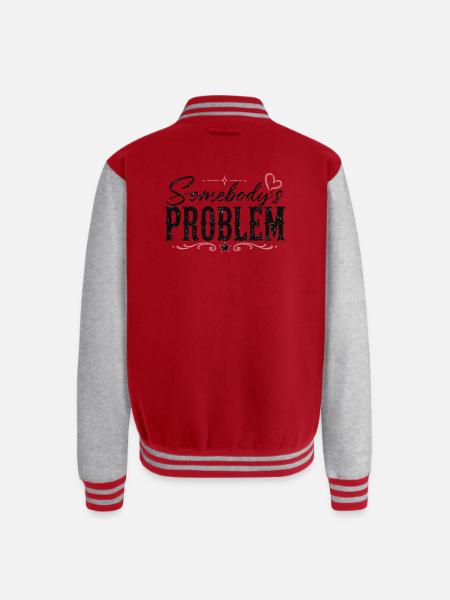 Somebody's Problem Typography - Unisex College Sweat Jacket - red/heather grey