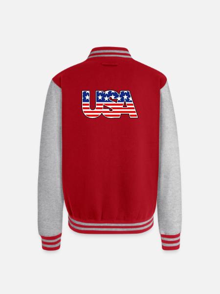 American Flag USA Logo - Unisex College Sweat Jacket - red/heather grey