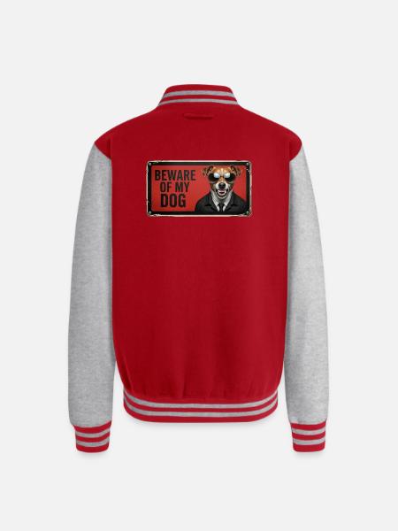 Beware of my dog - Unisex College Sweat Jacket - red/heather grey