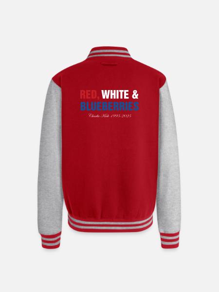 Red White Blueberries - Unisex College Sweat Jacket - red/heather grey