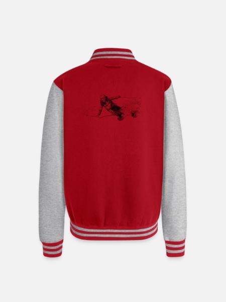 Alpine Skier Sketch Pattern - Unisex College Sweat Jacket - red/heather grey