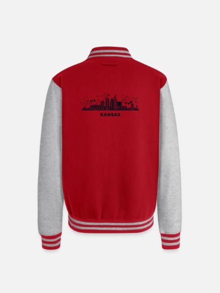 Kansans Skyline Cityscape Kansas - Unisex College Sweat Jacket - red/heather grey
